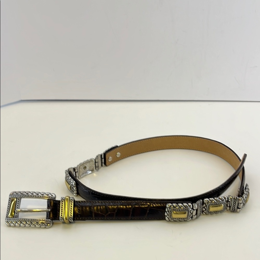 Vintage Brighton 44209 Dark Brown w/ Silver & Brass Hardware Women’s Medium
